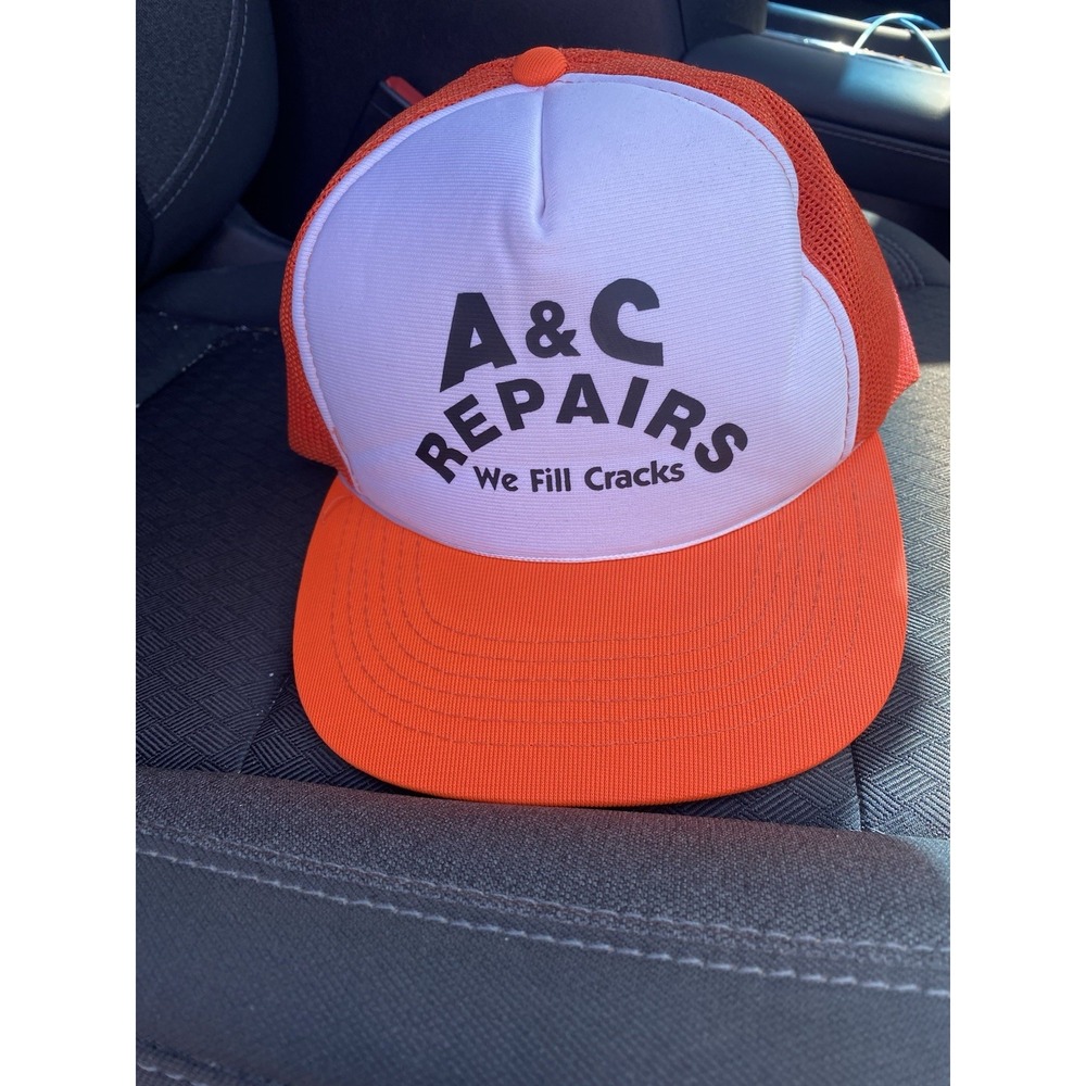 Vintage Trucker Hat A&C Repairs "We Fill‎ Cracks" Snapback Cap YOUNG AN Korea
